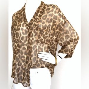 Free People Chiffon Leopard Top